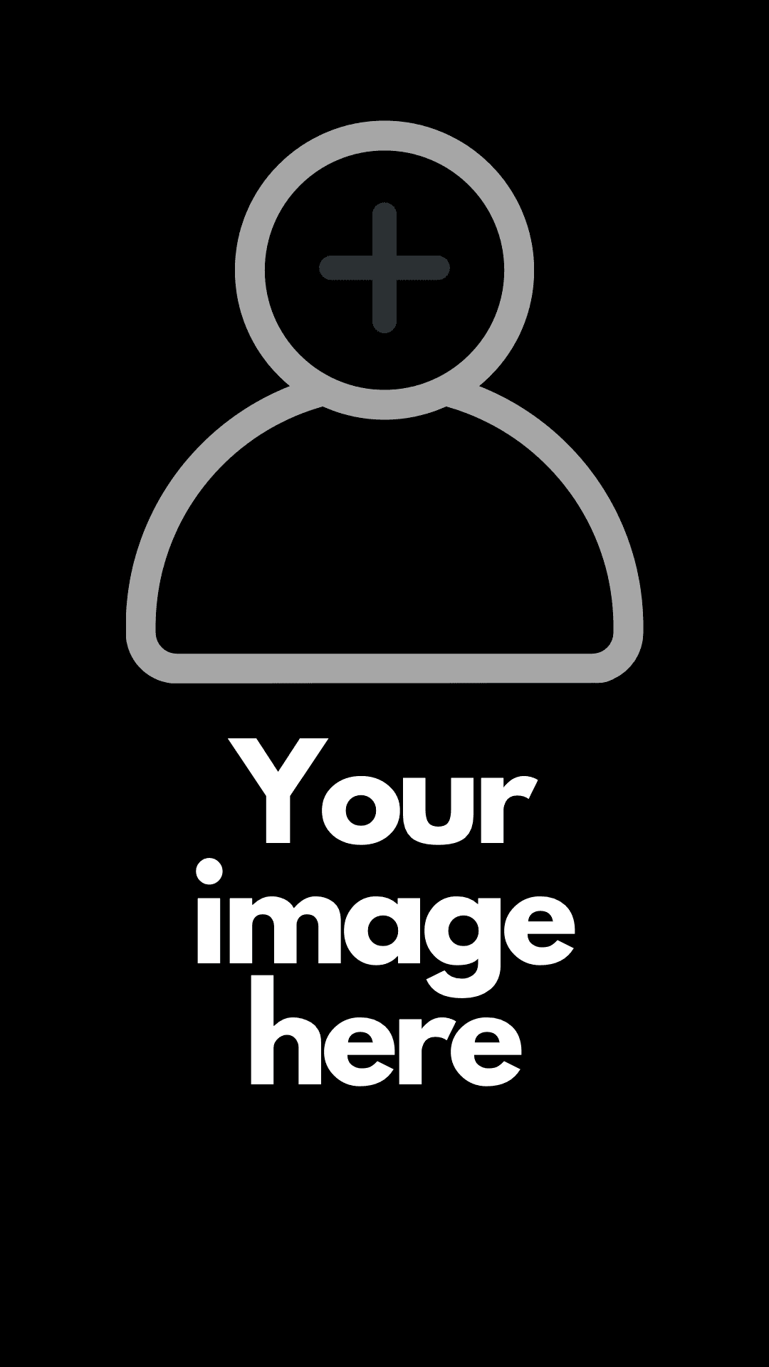 Placeholder image with a person icon and text 'Your image here' on a black background.